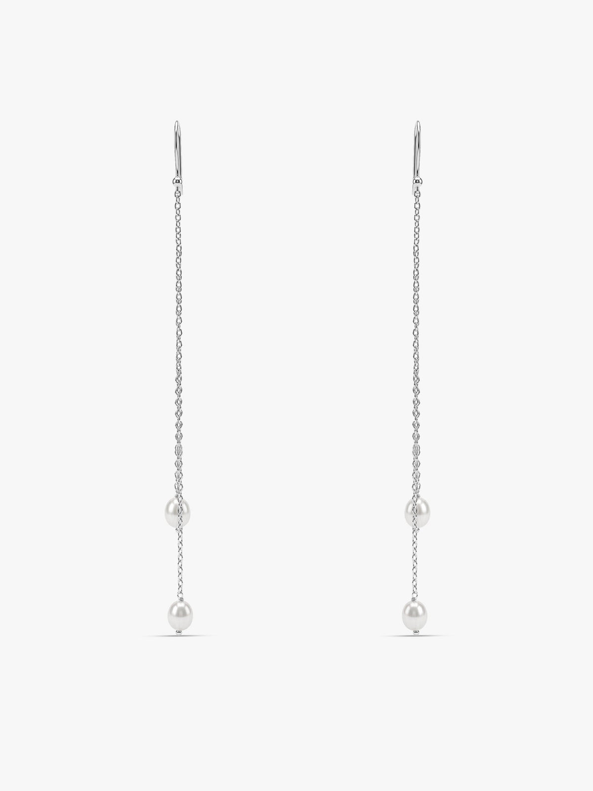 Silver Ava Gardner Pearl Dangler Earrings