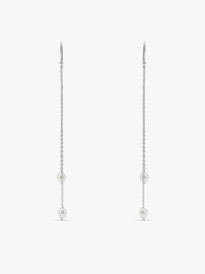 Silver Ava Gardner Pearl Dangler Earrings