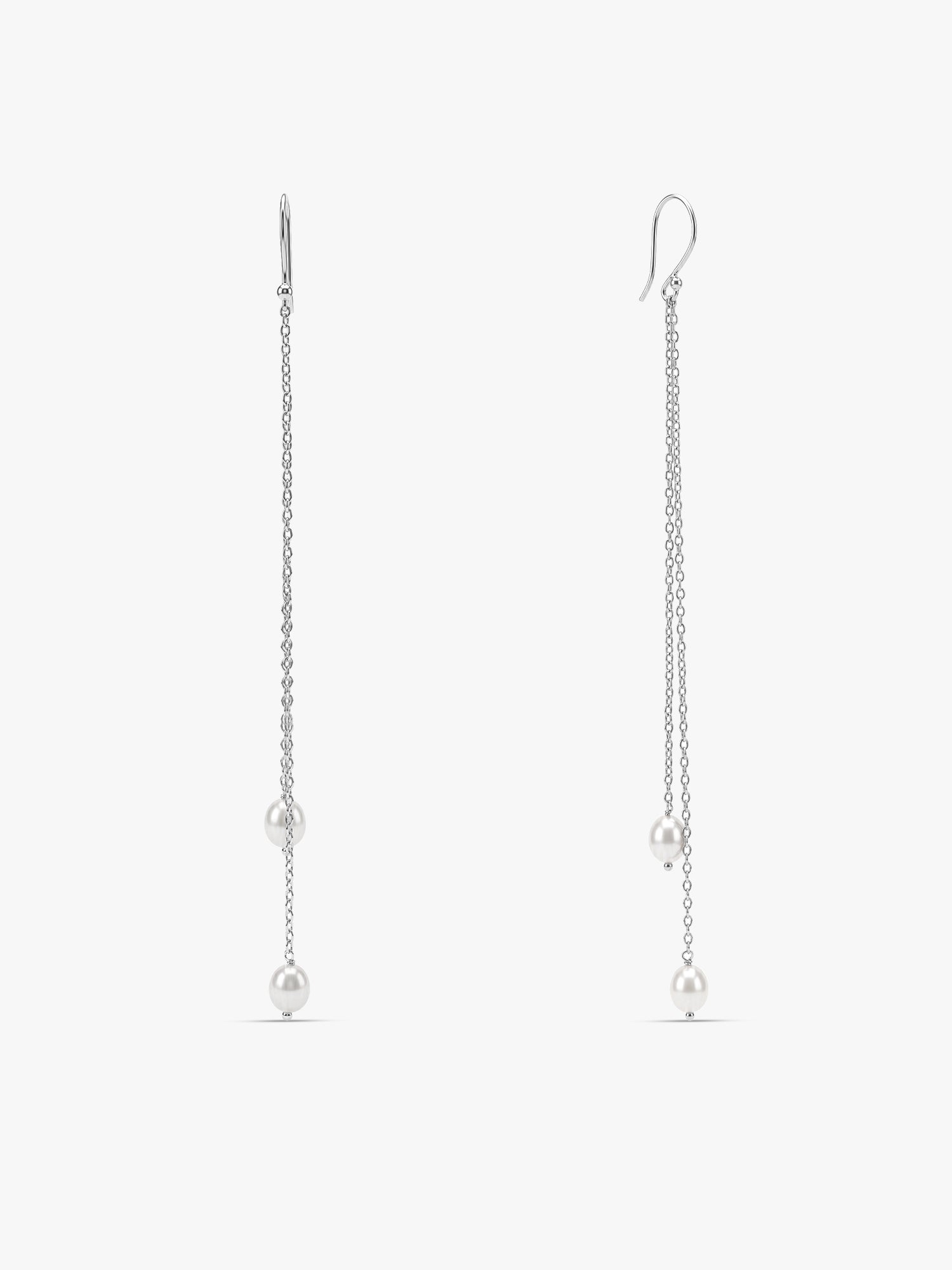 Silver Ava Gardner Pearl Dangler Earrings
