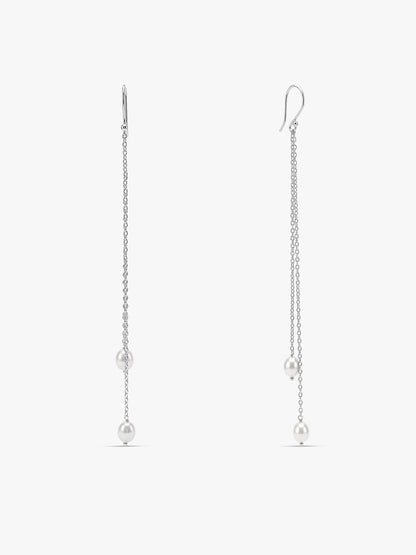 Silver Ava Gardner Pearl Dangler Earrings