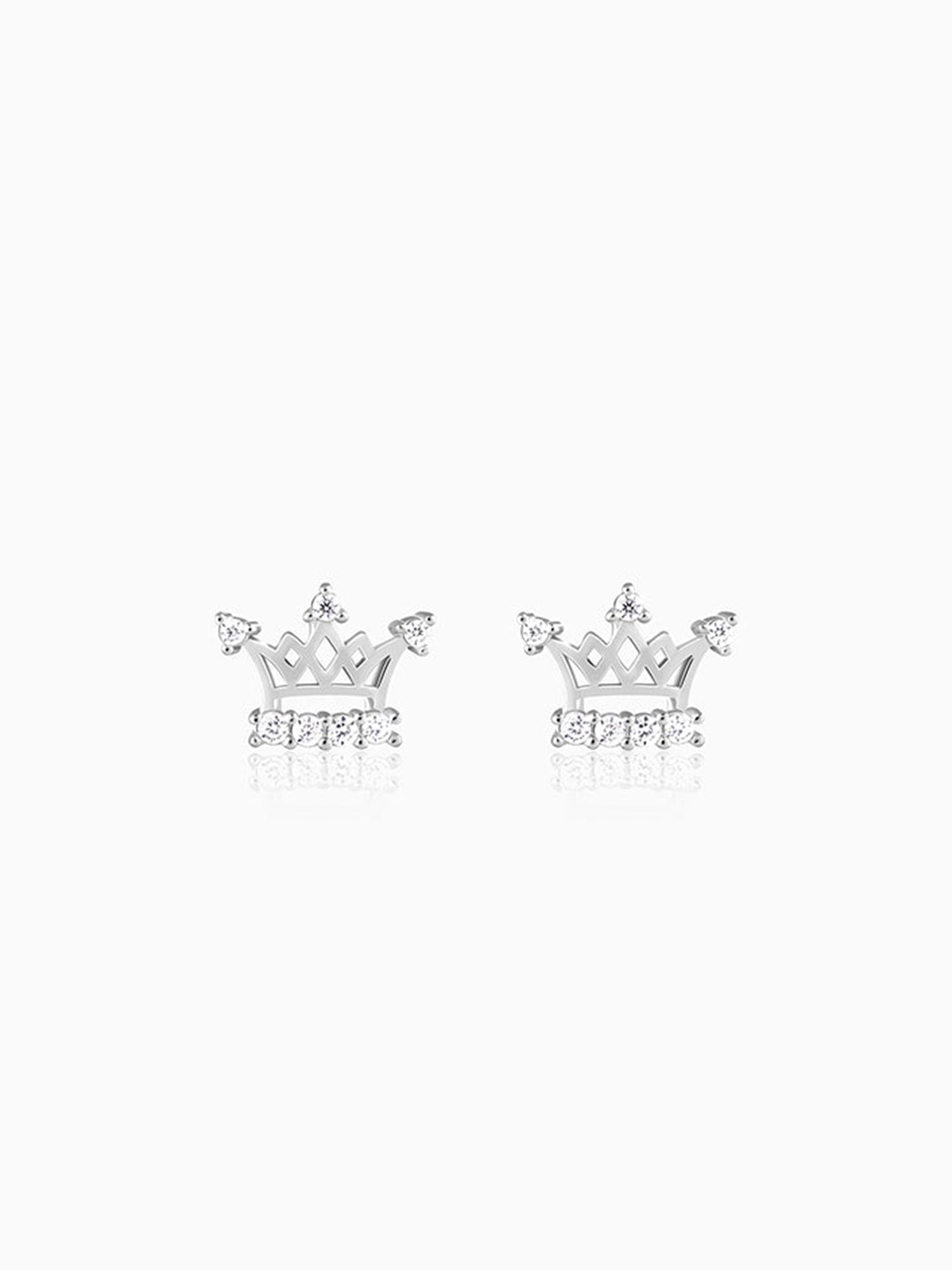 Silver Zircon Sparkling Crown Earrings