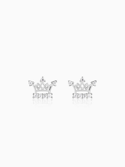 Silver Zircon Sparkling Crown Earrings