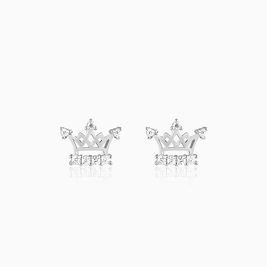 Silver Zircon Sparkling Crown Earrings