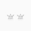 Silver Zircon Sparkling Crown Earrings