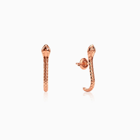 Rose Gold Cobra J Hoop Earrings