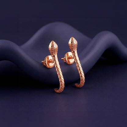 Rose Gold Cobra J Hoop Earrings