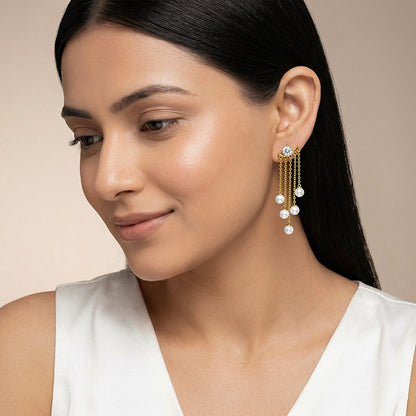 Golden Demi Pearl Ear Jacket