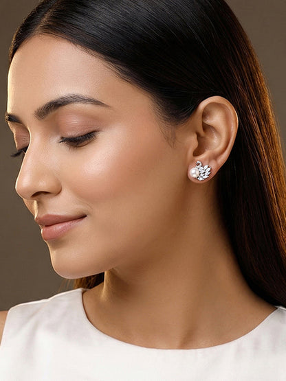 Silver Chloe Pearl Earrings