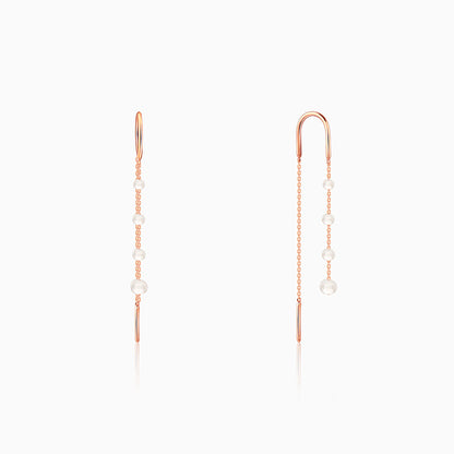 Rose Gold Pearl Ladder Earrings
