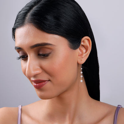Rose Gold Pearl Ladder Earrings