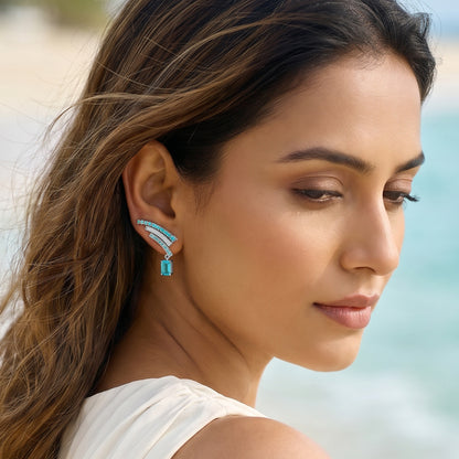 Silver Thelxipeia Climber Earrings