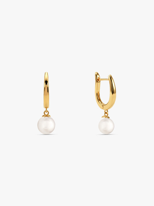 Golden Vilma Pearl Hoop Earrings