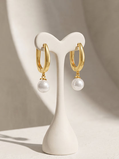 Golden Vilma Pearl Hoop Earrings