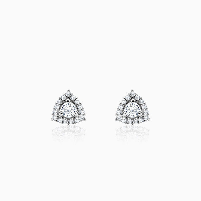 Silver Centre Point Stud Earrings