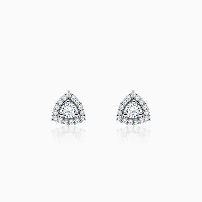 Silver Centre Point Stud Earrings