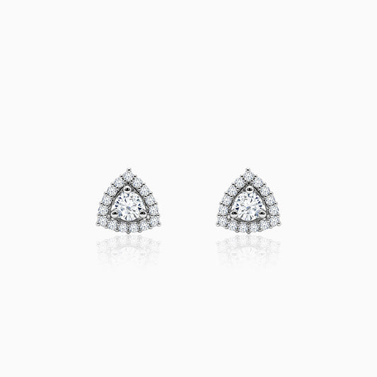 Silver Centre Point Stud Earrings