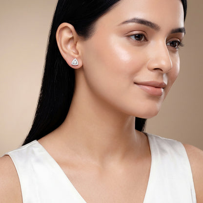 Silver Centre Point Stud Earrings