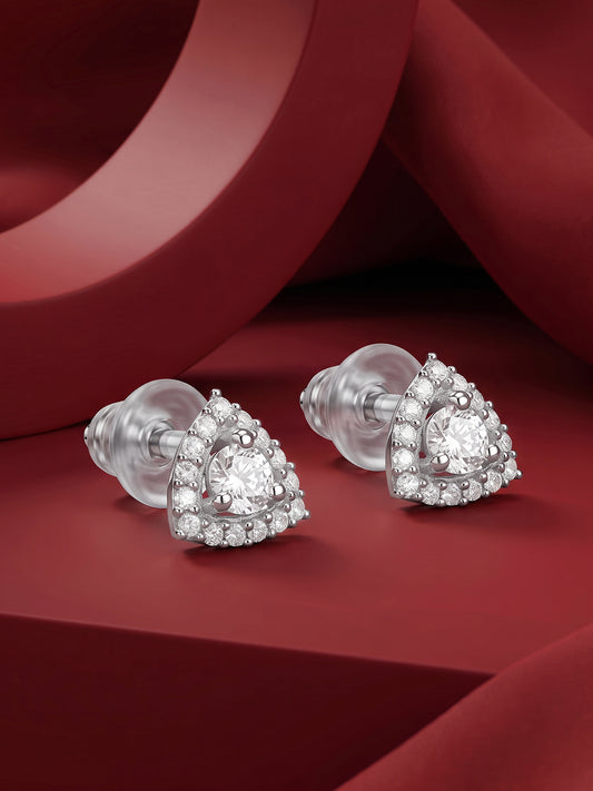 Silver Centre Point Stud Earrings