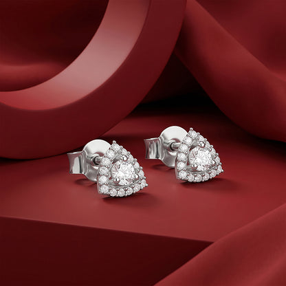 Silver Centre Point Stud Earrings
