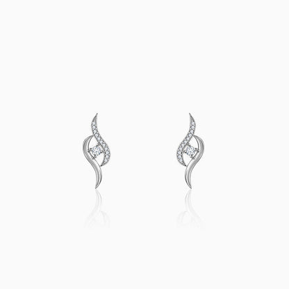 Silver Studded Wave Earrings