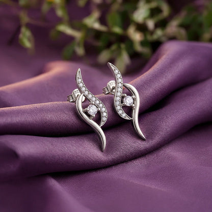 Silver Studded Wave Earrings