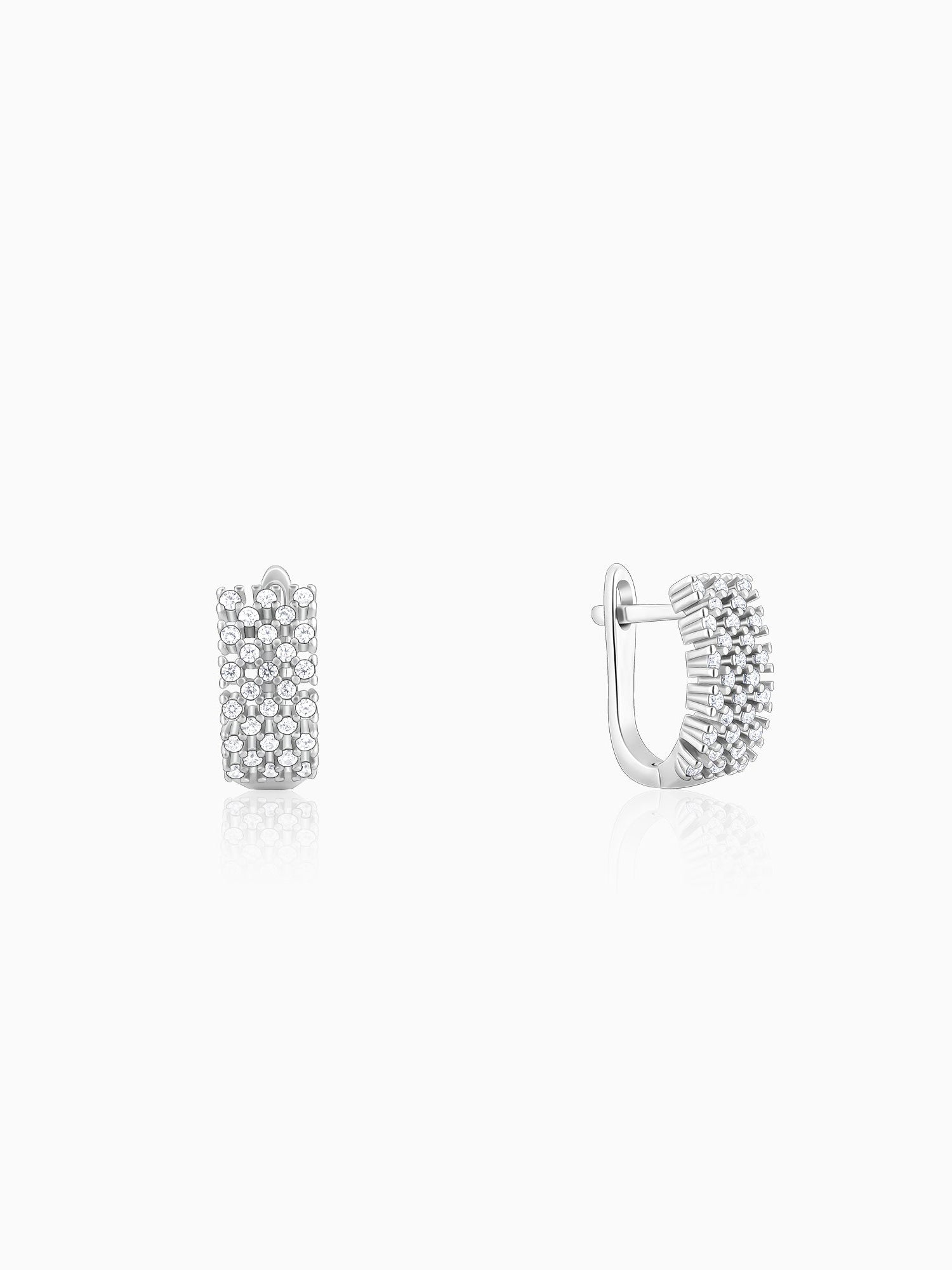 Silver Sparkling Shine Hoop Earrings