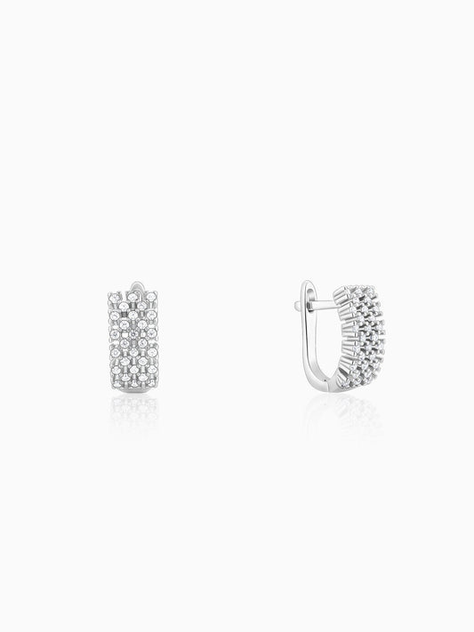 Silver Sparkling Shine Hoop Earrings