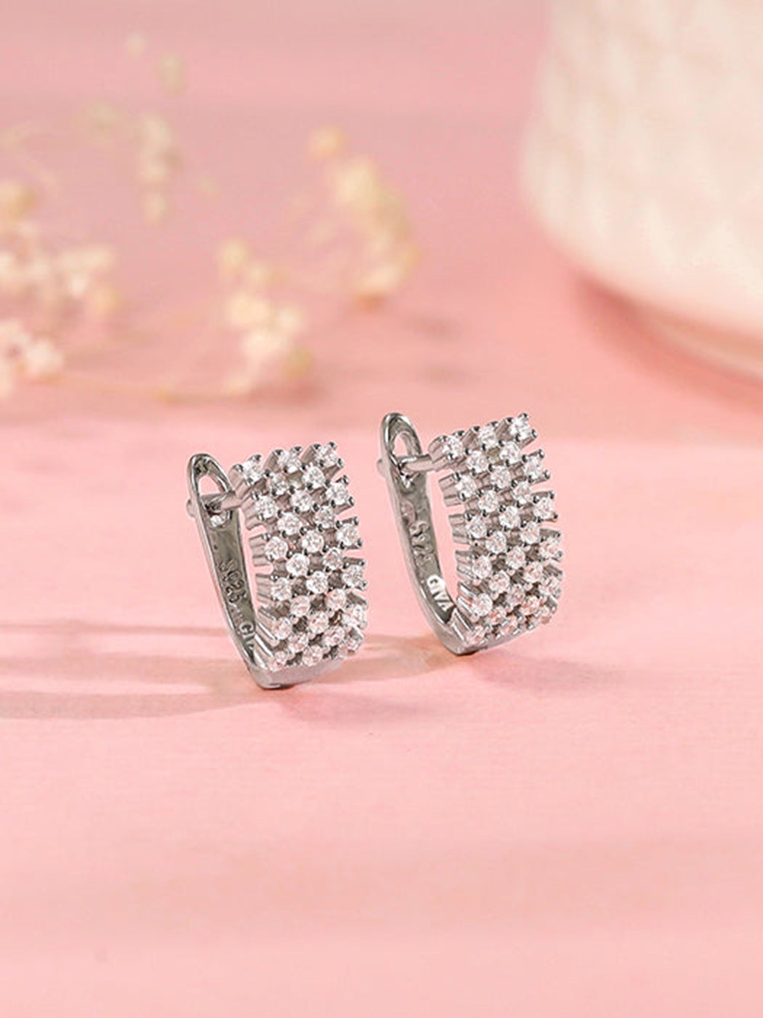 Silver Sparkling Shine Hoop Earrings