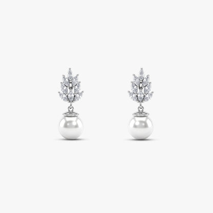 Silver Farrah Drop Pearl Earrings
