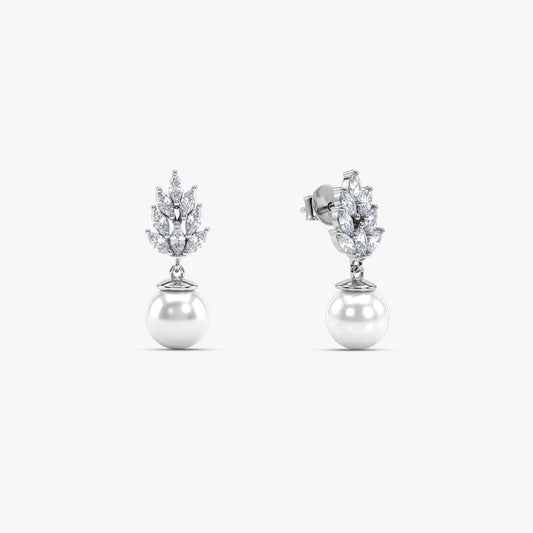 Silver Farrah Drop Pearl Earrings