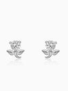 Silver Zircon Flower Bud Earrings