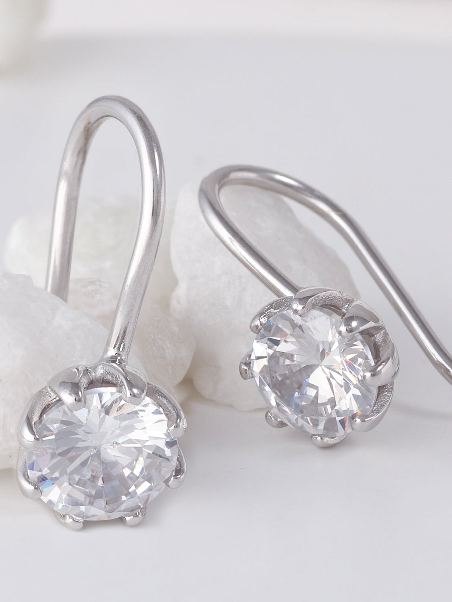 Silver Zircon Tiny Stud Earrings