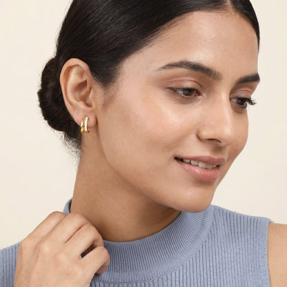 Golden Octavia Half Hoop Earrings