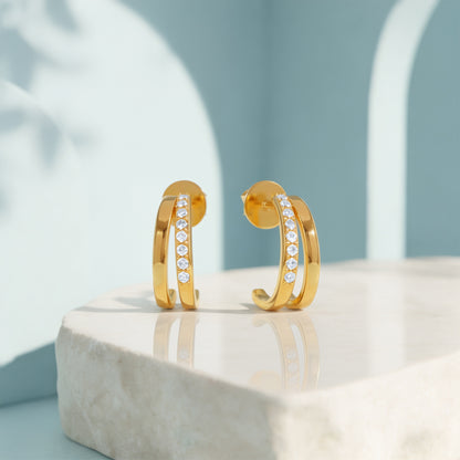 Golden Octavia Half Hoop Earrings