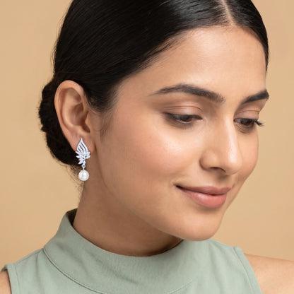 Silver Charlize Pearl Drop Earrings