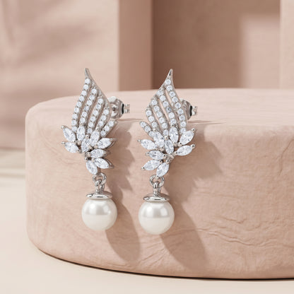Silver Charlize Pearl Drop Earrings