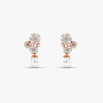 Rose Gold Naomi Drop Pearl Earrings