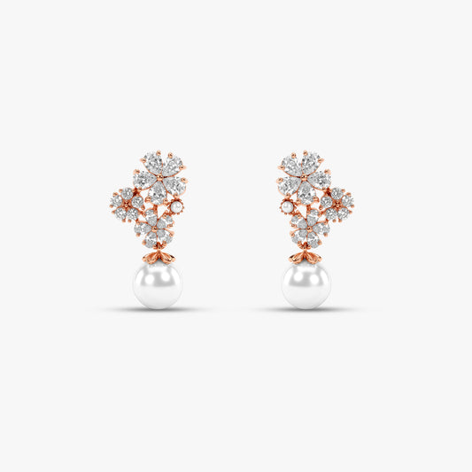 Rose Gold Naomi Drop Pearl Earrings