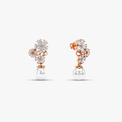 Rose Gold Naomi Drop Pearl Earrings