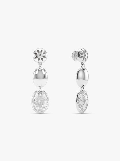 Silver Oval Motion Dangler Earrings