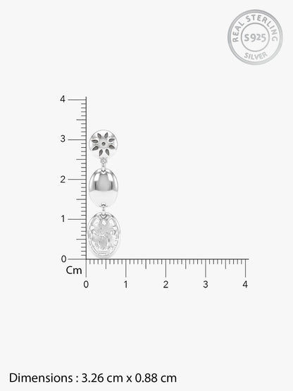 Silver Oval Motion Dangler Earrings