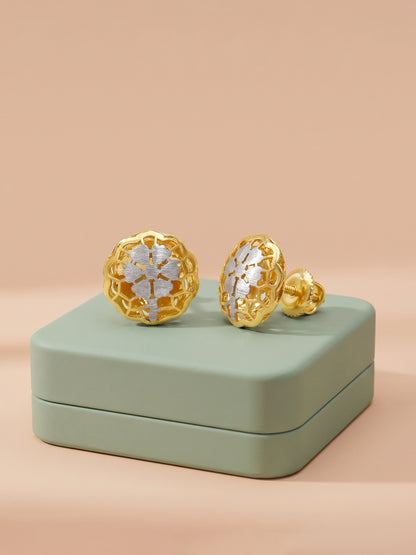 Dual Tone Aafiya Silver Stud Earrings