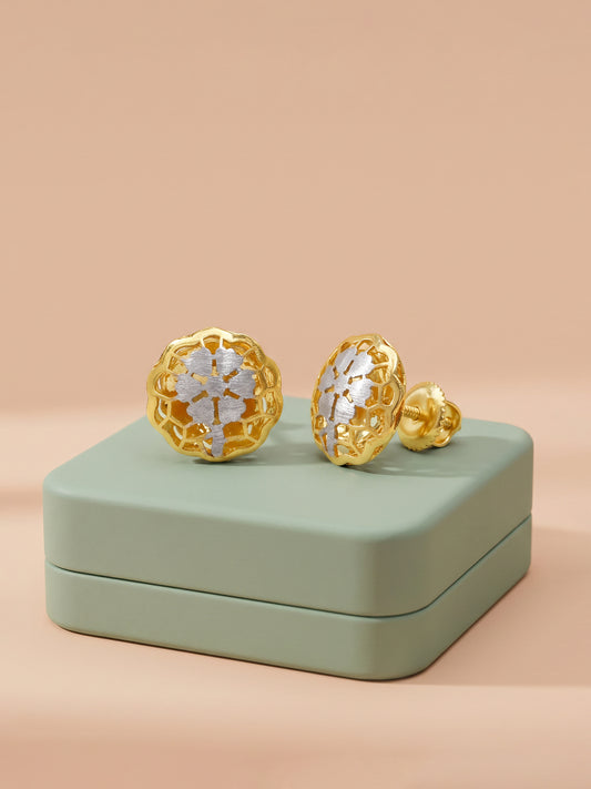 Dual Tone Aafiya Silver Stud Earrings