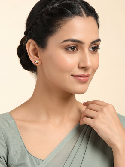 Dual Tone Aafiya Silver Stud Earrings