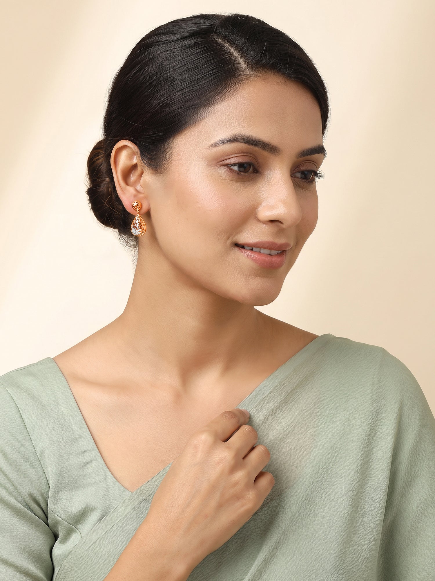 Dual Tone Romilly Silver Drop Earrings