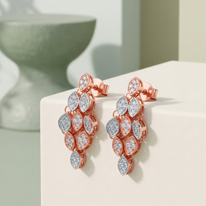 Dual Tone Verdant Glow Silver Earrings