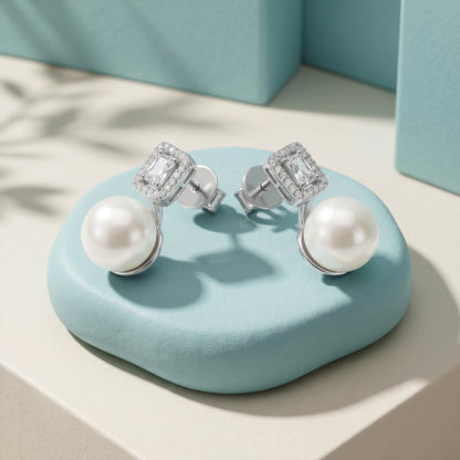 Silver Selina Pearl Earrings