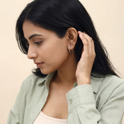 Silver Everyday Fashion Half Hoops