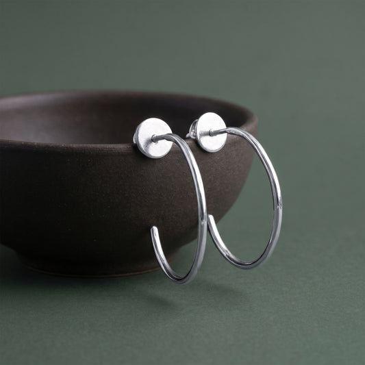 Silver Everyday Fashion Half Hoops