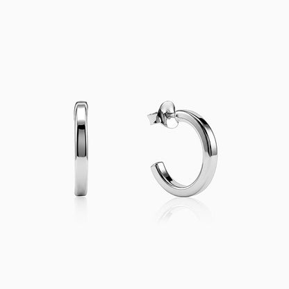 Silver Edge Half Hoop Earrings